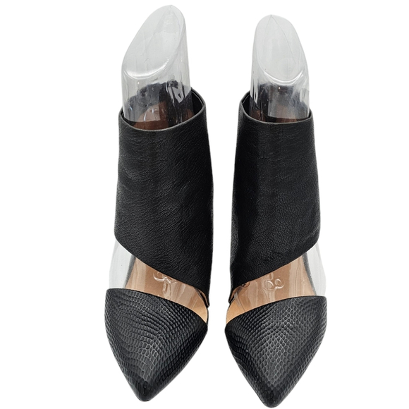 L.a.m.b Theo Swoop Front Black Pointy Heels Ankle Women's Size 6.5 - Picture 5 of 12